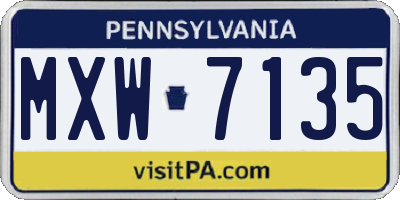 PA license plate MXW7135