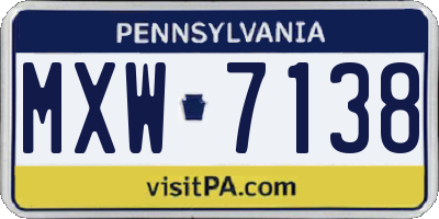 PA license plate MXW7138
