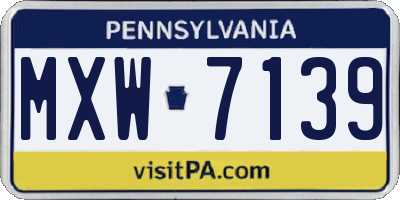PA license plate MXW7139