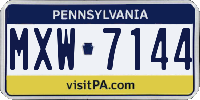 PA license plate MXW7144