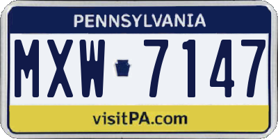 PA license plate MXW7147