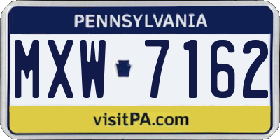PA license plate MXW7162