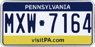 PA license plate MXW7164