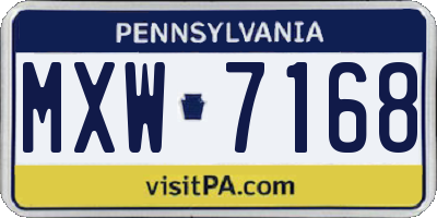 PA license plate MXW7168