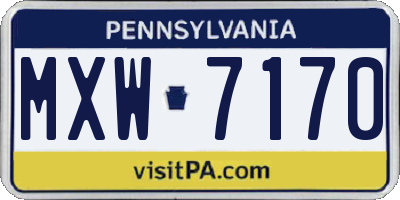 PA license plate MXW7170