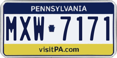 PA license plate MXW7171