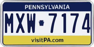 PA license plate MXW7174