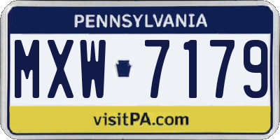 PA license plate MXW7179