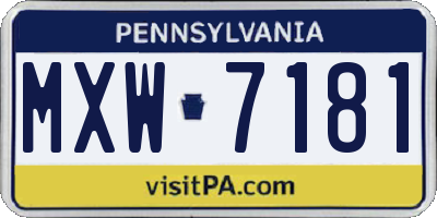 PA license plate MXW7181