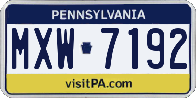 PA license plate MXW7192
