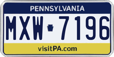PA license plate MXW7196