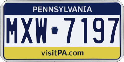 PA license plate MXW7197