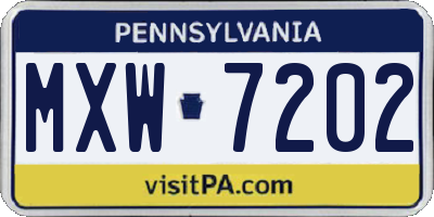 PA license plate MXW7202