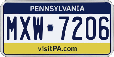 PA license plate MXW7206