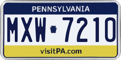 PA license plate MXW7210