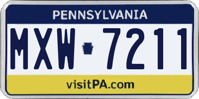 PA license plate MXW7211
