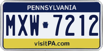 PA license plate MXW7212