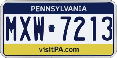 PA license plate MXW7213