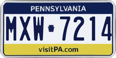 PA license plate MXW7214