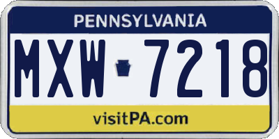 PA license plate MXW7218