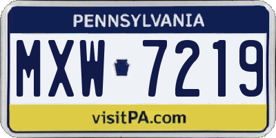 PA license plate MXW7219