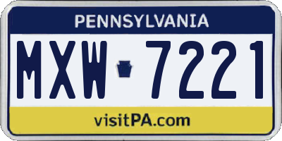 PA license plate MXW7221