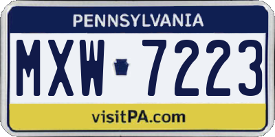 PA license plate MXW7223