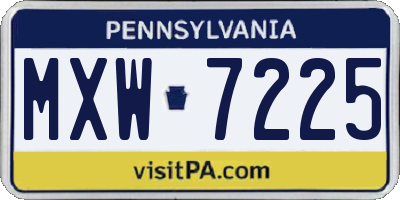PA license plate MXW7225