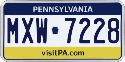 PA license plate MXW7228