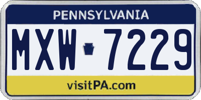 PA license plate MXW7229