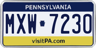 PA license plate MXW7230