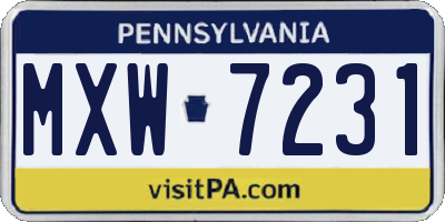 PA license plate MXW7231