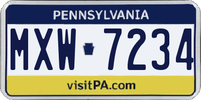 PA license plate MXW7234