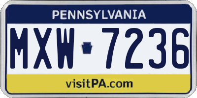 PA license plate MXW7236