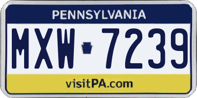 PA license plate MXW7239