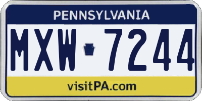 PA license plate MXW7244