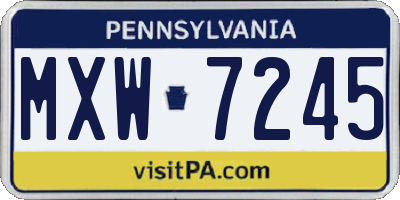 PA license plate MXW7245