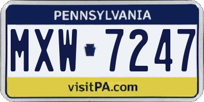 PA license plate MXW7247