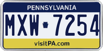 PA license plate MXW7254