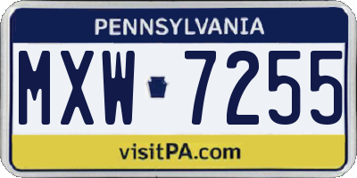 PA license plate MXW7255