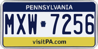 PA license plate MXW7256