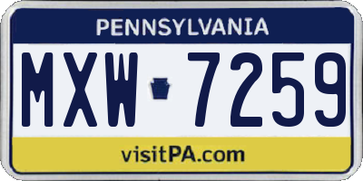 PA license plate MXW7259