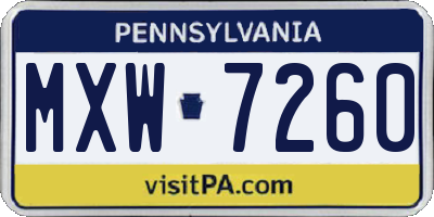 PA license plate MXW7260