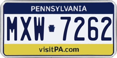 PA license plate MXW7262