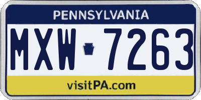 PA license plate MXW7263