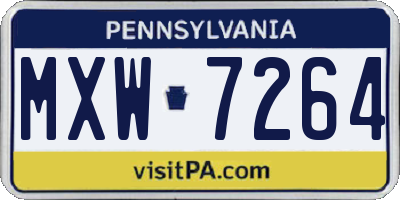 PA license plate MXW7264