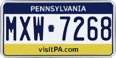 PA license plate MXW7268