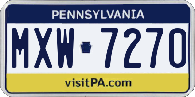 PA license plate MXW7270