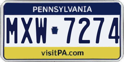 PA license plate MXW7274