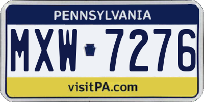 PA license plate MXW7276